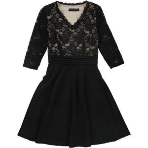 Homeyee Womens Patchwork Lace Fit & Flare Dress, Black, NWT